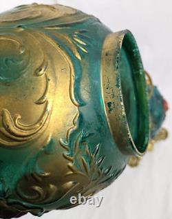 Antique EAGLE GLASS Hurricane GWTW Victorian Oil Lamp ROSE FILIGREE Globe Parlor