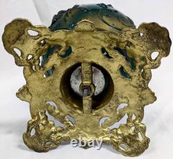 Antique EAGLE GLASS Hurricane GWTW Victorian Oil Lamp ROSE FILIGREE Globe Parlor