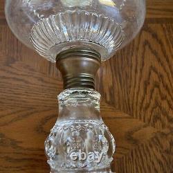 Antique EAPG Oil Lamp, Kings Crown Pattern, HTF Screw Socket