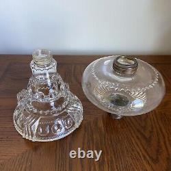 Antique EAPG Oil Lamp, Kings Crown Pattern, HTF Screw Socket