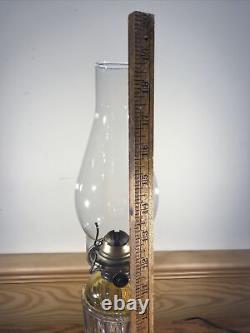 Antique EAPG Yellow & Clear Glass Oil Lamp Light Brass Eagle Burner Kerosene