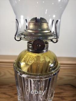 Antique EAPG Yellow & Clear Glass Oil Lamp Light Brass Eagle Burner Kerosene