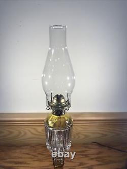 Antique EAPG Yellow & Clear Glass Oil Lamp Light Brass Eagle Burner Kerosene