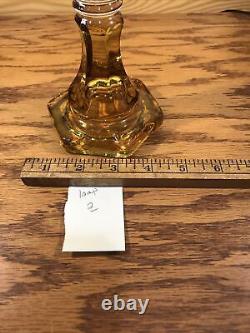 Antique EAPG Yellow & Clear Glass Oil Lamp Light Brass Eagle Burner Kerosene