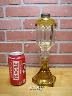 Antique EAPG Yellow & Clear Oil Lamp Light Brass Fitter Kerosene