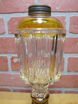 Antique EAPG Yellow & Clear Oil Lamp Light Brass Fitter Kerosene