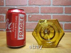 Antique EAPG Yellow & Clear Oil Lamp Light Brass Fitter Kerosene