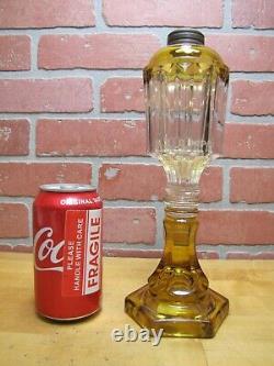Antique EAPG Yellow & Clear Oil Lamp Light Brass Fitter Kerosene