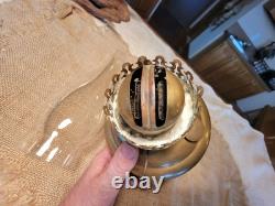 Antique ENGLISH MADE solid brass oil lamp with double wick burner