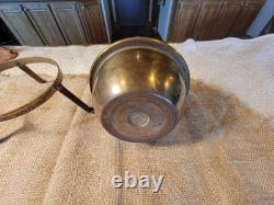 Antique ENGLISH MADE solid brass oil lamp with double wick burner