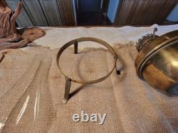 Antique ENGLISH MADE solid brass oil lamp with double wick burner