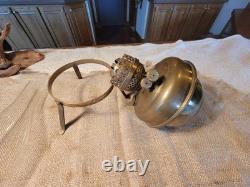 Antique ENGLISH MADE solid brass oil lamp with double wick burner