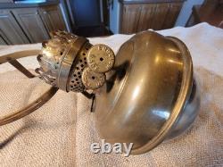 Antique ENGLISH MADE solid brass oil lamp with double wick burner