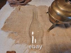 Antique ENGLISH MADE solid brass oil lamp with double wick burner