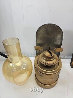 Antique Eagle Oil wall Lamps CN RAIL Canada glass, mount, Reflectors 13.5 Tall