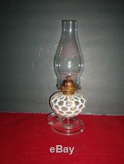 Antique Eapg Opalescent Coin Dot Kerosene Oil Finger Lamp