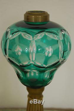 Antique Eapg Sandwich American Victorian 19 C. Glass Kerosene Banquet Oil Lamp