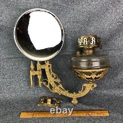 Antique Eastlake Oil Lamp Wall Bracket Mercury Glass Reflector Light Eagle