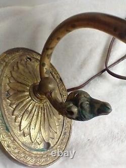 Antique Edward Miller Brass Oil Elec Lamp Juno 1895 Wall Sconce Ornate Banquet