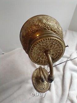 Antique Edward Miller Brass Oil Elec Lamp Juno 1895 Wall Sconce Ornate Banquet