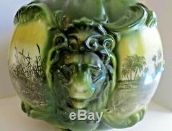 Antique Edwardian Gone with The Wind Glass Blown Lion Head Oil Lamp Globe