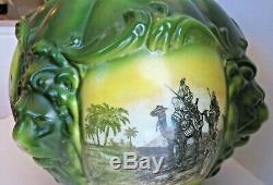 Antique Edwardian Gone with The Wind Glass Blown Lion Head Oil Lamp Globe
