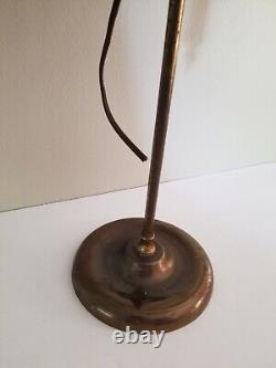 Antique Electric Oil Lamp Student Lamp Brass Quilted Hobnail Milk Glass Shade