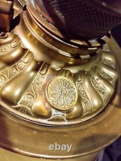 Antique Electrified Bradley & Hubbard Gilded Dragon Parlor Banquet Oil Lamp