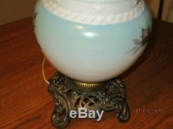 Antique Electrified Converted Gone With The Wind Oil Kerosene Lamp Soft Pastels