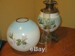 Antique Electrified Converted Gone With The Wind Oil Kerosene Lamp Soft Pastels