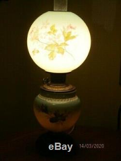 Antique Electrified Converted Gone With The Wind Oil Kerosene Lamp Soft Pastels