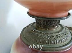 Antique Electrified Oil Lamp Parlor Lamp Handpainted Land Fowl