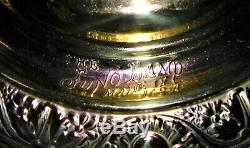 Antique Embossed Brass Miller Juno Kerosene Hanging Oil Lamp
