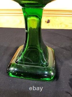 Antique Emerald Green Unidentified Diamond Berry Tassel Kerosene Oil Stand Lamp