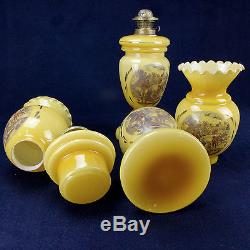 Antique European Oil Lamps, Glass, Pair