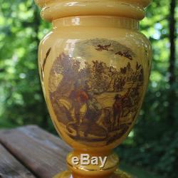 Antique European Oil Lamps, Glass, Pair