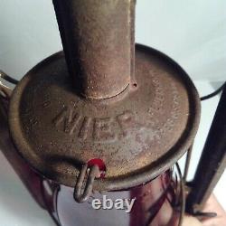Antique Feuerhand 257 Nier Oil Lantern with Red Globe Made in Germany Dietz Glass
