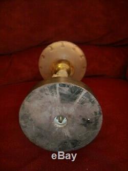 Antique Figural Frosted Glass Pedestal Oil Lamp 13 Spelter Chief