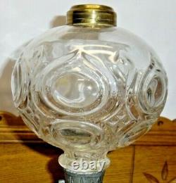 Antique Figural Oil Lamp Base Flame Bullseye Font