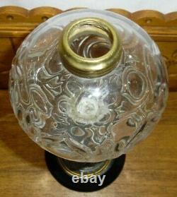 Antique Figural Oil Lamp Base Flame Bullseye Font