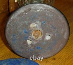 Antique Figural Oil Lamp Base Flame Bullseye Font