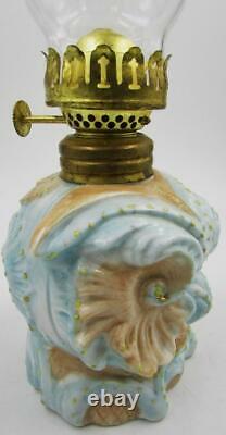 Antique Figural Owl Rare Miniature Oil Lamp Made in Germany Walz Davis Ceramic