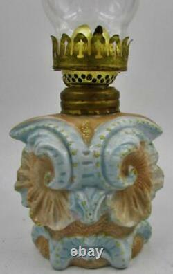 Antique Figural Owl Rare Miniature Oil Lamp Made in Germany Walz Davis Ceramic