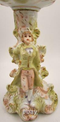 Antique Figural Porcelain Oil Kerosene Lamp Edwardian Gentleman Complete