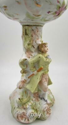 Antique Figural Porcelain Oil Kerosene Lamp Edwardian Gentleman Complete