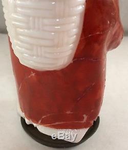 Antique Figural Santa Clause Opaque Glass Miniature Oil Lamp Shade Consolidated