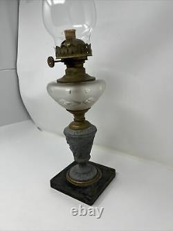 Antique Figural Stem Kerosene Oil Lamp Iden Type Climax Burner