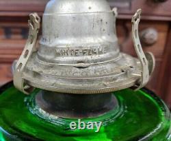 Antique Findlay Emerald Forest Green Oil Lamp Plume Eyewinker