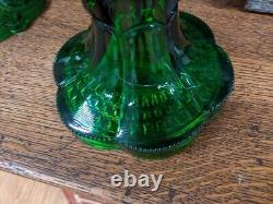 Antique Findlay Emerald Forest Green Oil Lamp Plume Eyewinker