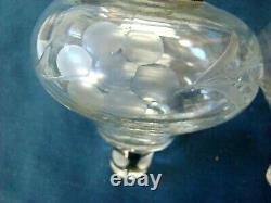 Antique Flint Glass Matched Pr Peg Whale Oil Lamps Burners, EAPG Boston Sandwich